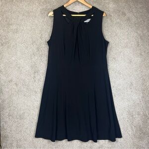 Jones Studio Dress Womens 16W Black Sleeveless A-Line Keyhole Midi Lined- 3623